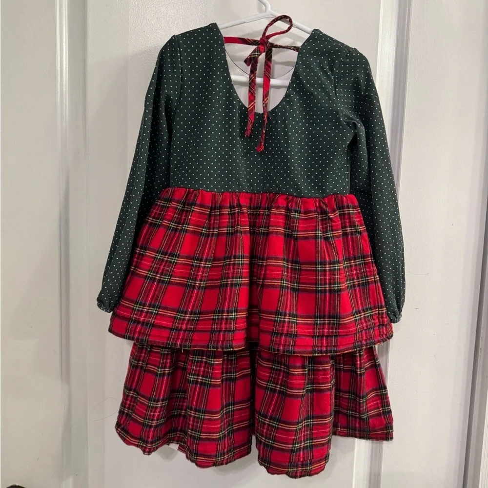Love & Grow Merry Little Plaid Twirl Flannel Christmas Dress Girl 6Y